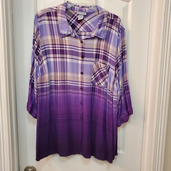 Catherines Tops - Purple Plaid Blouse